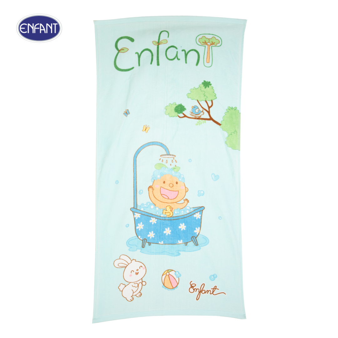 Enfant (อองฟองต์) ผ้าขนหนู ลายน้องออร์ก้า สีฟ้า ราคา 160 บาท*ส่งฟรี
