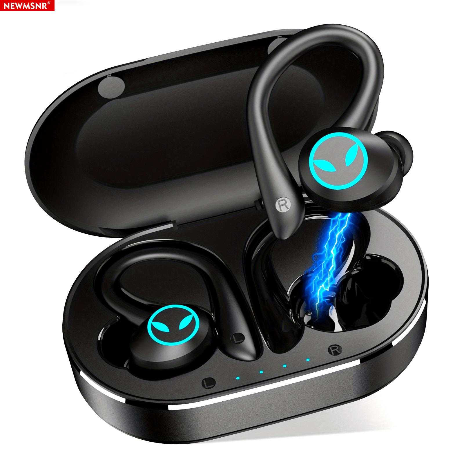 Newmsnr Thiết kế tai treo Tai nghe không dây Tai nghe Bluetooth 9D Tai nghe có âm trầm mạnh mẽ Loại bỏ tiếng ồn Tai nghe nâng cấp Tai nghe thể thao Bluetooth 5.0 cho Samsung / Xiaomi / Huawei / Oppo / Vivo, v.v.