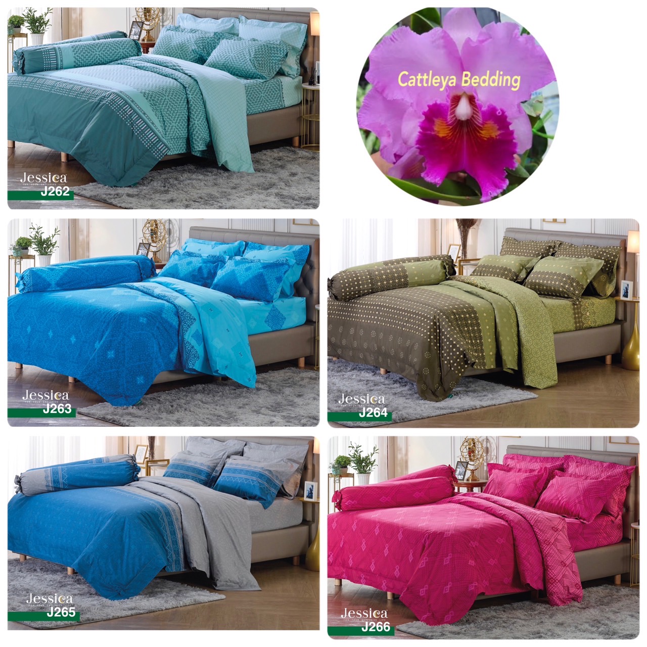 Jessica quilt set + duvet cover 90*100 inches single quilt bed sheet 5 ft 6 feet TC 300 TT pattern hotel resort apartment J 262 263 264 265 cattleya bedding Mall ราคา 1,835 บาท*ส่งฟรี