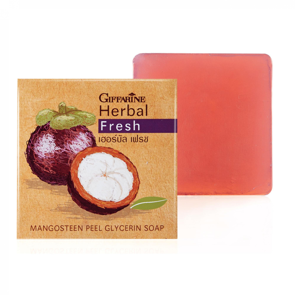 สบู่ล้างหน้าผสมเปลือกมังคุด Herbal Fresh mangosteen peel glycerin Soap ราคา 98 บาท*ส่งฟรี