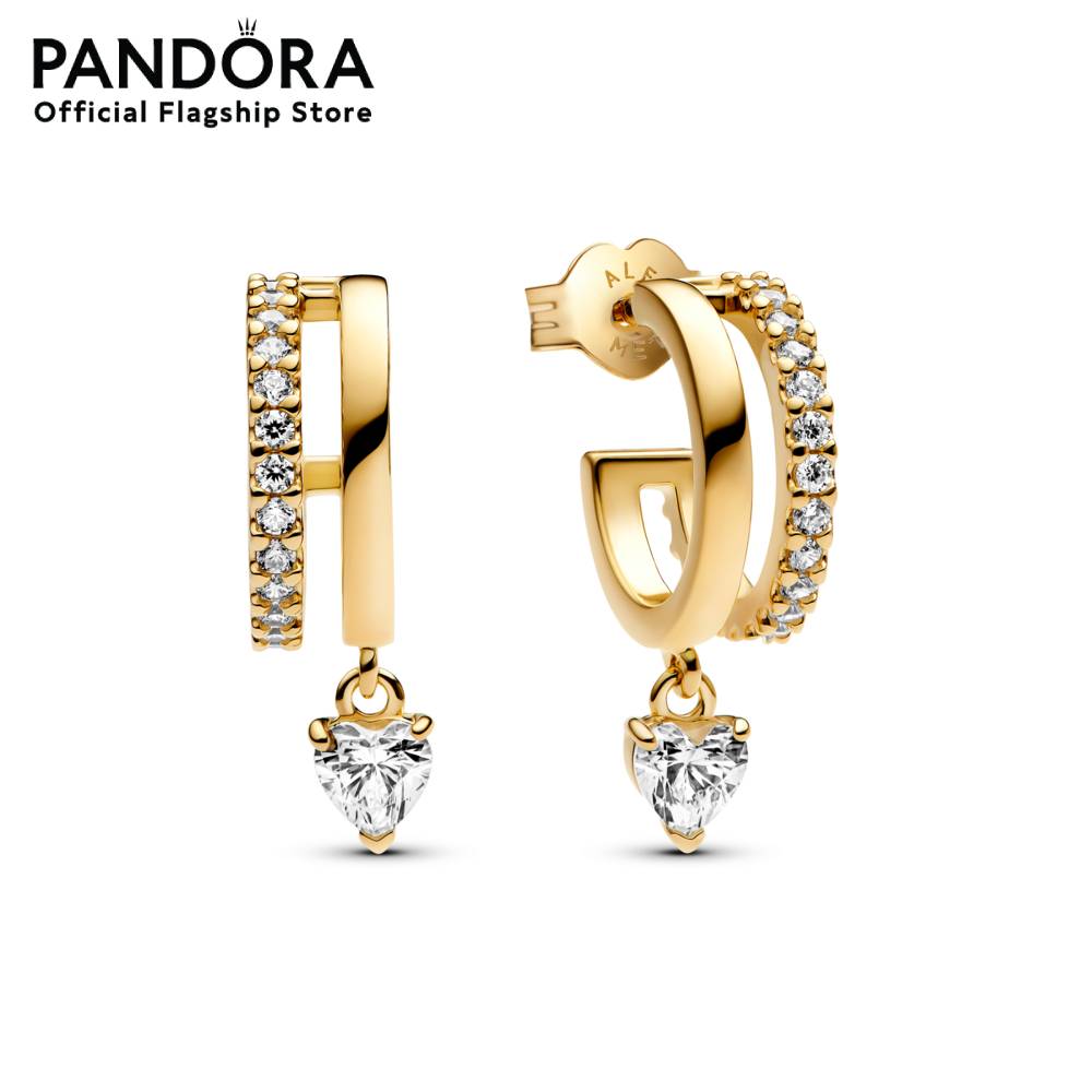 Pandora Heart 14k gold-plated hoop earrings ราคา 6,175 บาท*ส่งฟรี
