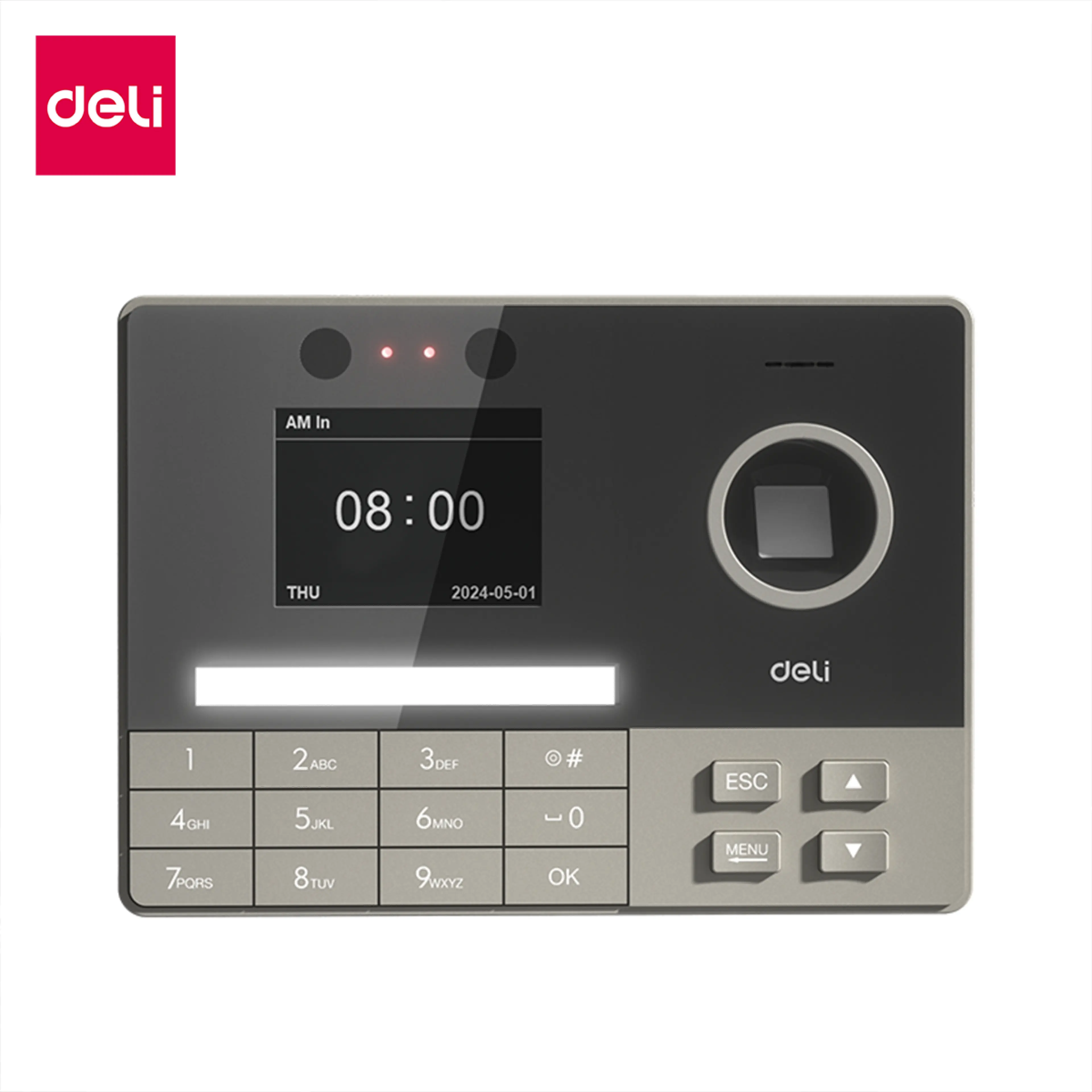 Deli Time Recording Device Fingerprint Scanner, Face Scan, Easy to Set Up, Thai Language Menu, Recognizes 1,000 Fingerprints, No Need to Install Software, 1 Year Warranty, Attendance Machine