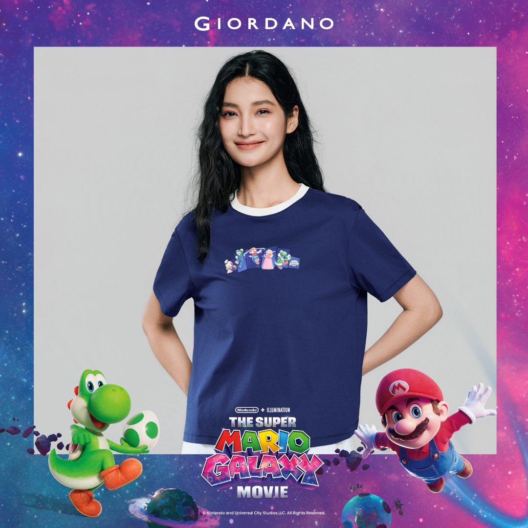 Giordano Women's Sorona Jersey Boyfriend Printed Tee (Mario) 05396302001 Women's T-Shirt Giordano Shirt