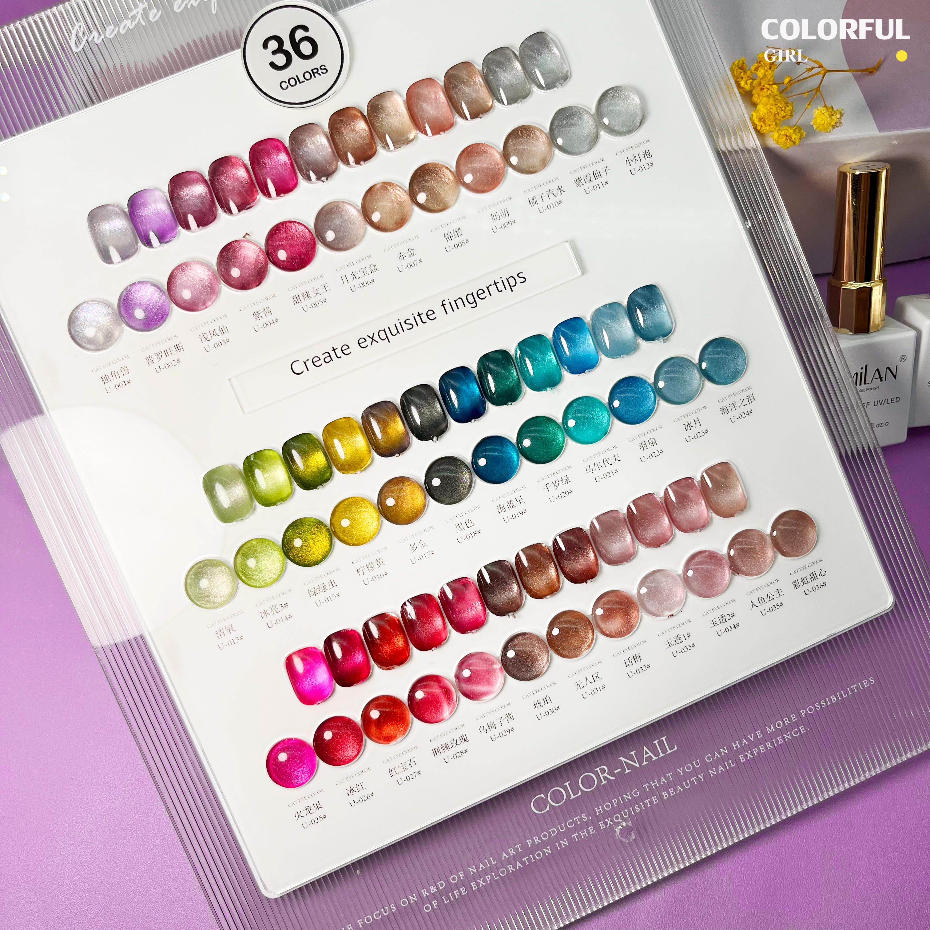 พร้อมส่งในไทย สีเจลทาเล็บแคทอาย《 milan 》36 สี สีลูกแก้วแคทอาย สีลูกแก้ว ส่งไว! พร้อมชาร์ทสีค่ะสีแน่นสวยมากเลยนะคะ ราคา 1,599 บาท*ส่งฟรี
