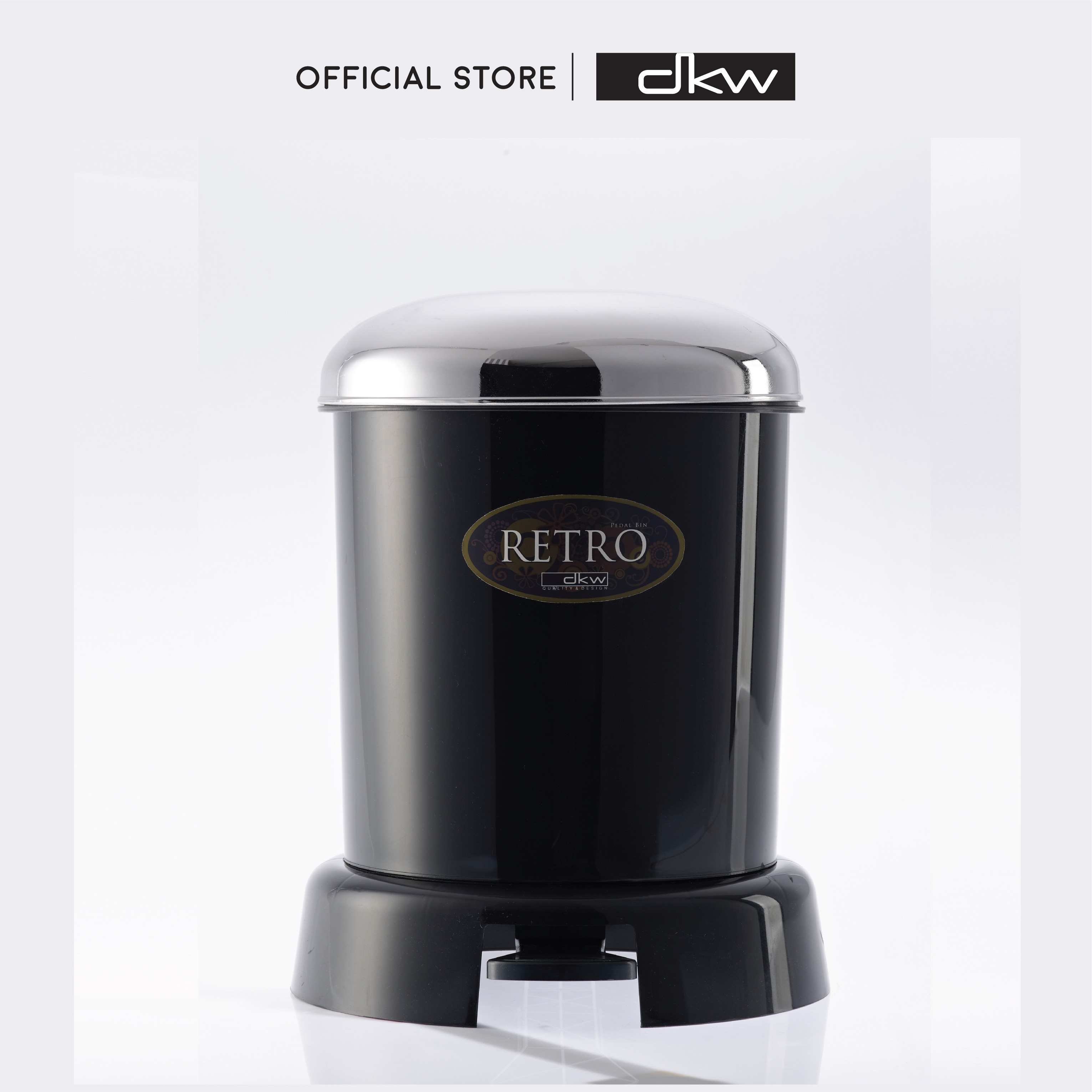 DKW HH-300C ถังขยะขาเหยียบฝาโครม Retro (9 ลิตร) ถังขยะอึด สวย ทน Retro Step-open bin 9L ราคา 499 บาท*ส่งฟรี