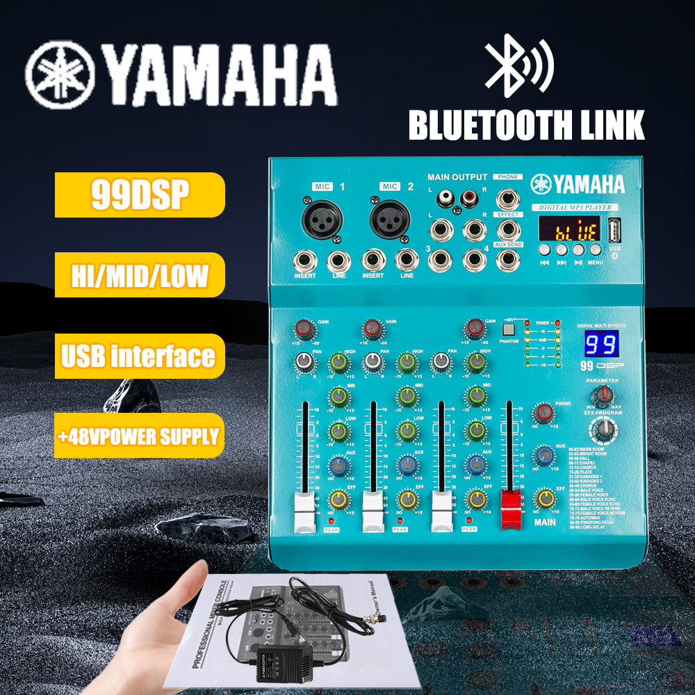 Brand new Yamaha 99 DSP effect 4 channel mixer Bluetooth USB with computer recording function ราคา 1,370 บาท*ส่งฟรี