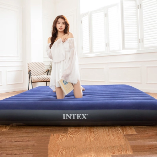 【หมอน2ใบฟรี】INTEX เตียงลม สีน้ําเงิน Flocked Air Beds เตียงลมกลางแจ้ง เบาะนอน ที่นอน 2.5 3.5 4.5 5 6 ฟุต มีหลายขนาดให้เลือก INTEX ที่นอนเป่าลมแท้
