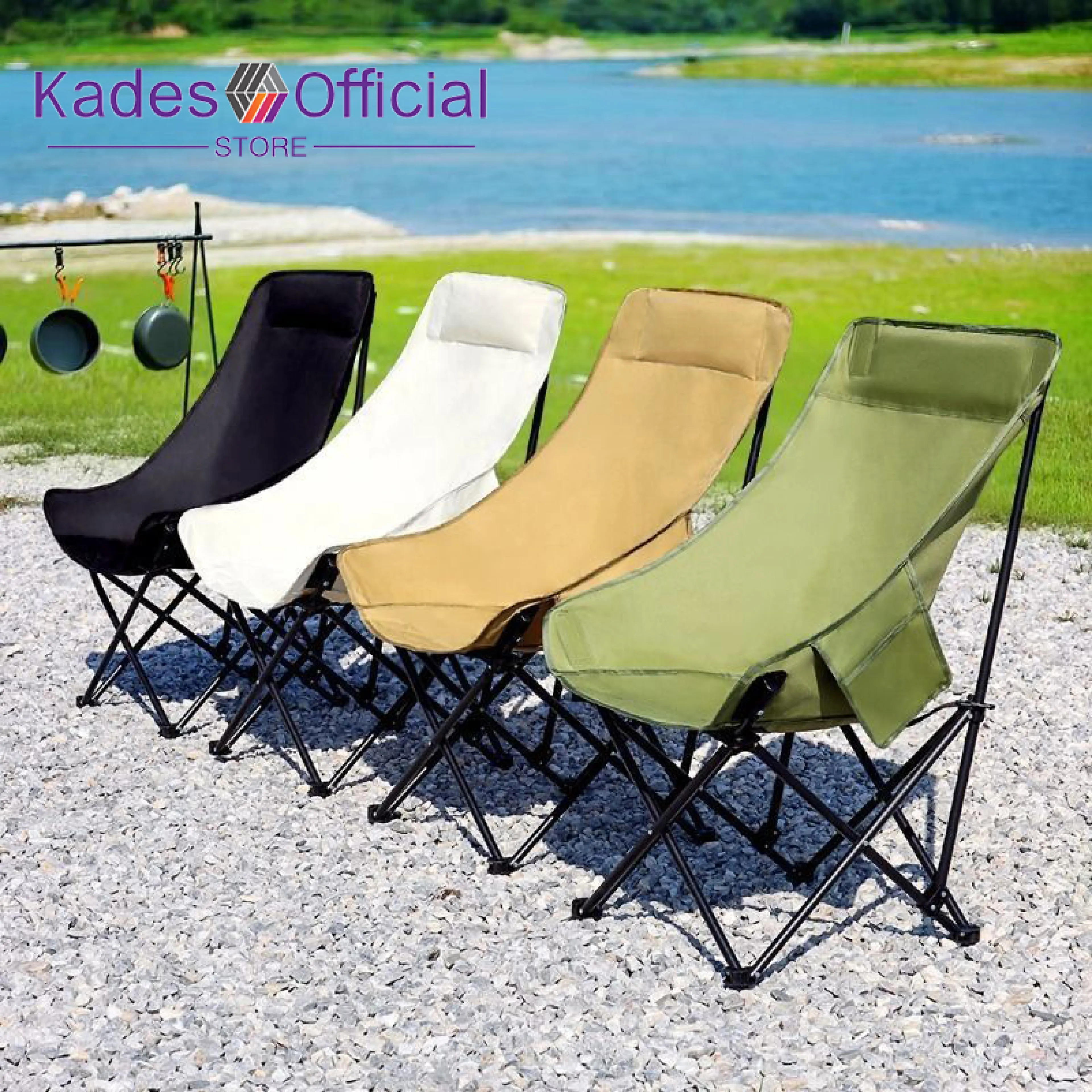 【10 Year Warranty】Kades Camping Chair Third Gear Adjustable, Foldable Field Chair, Portable, Picnic, Comes with a Storage Bag, Can Support a Weight of 300kg, Available for Collection at the Destination, Fast Delivery.