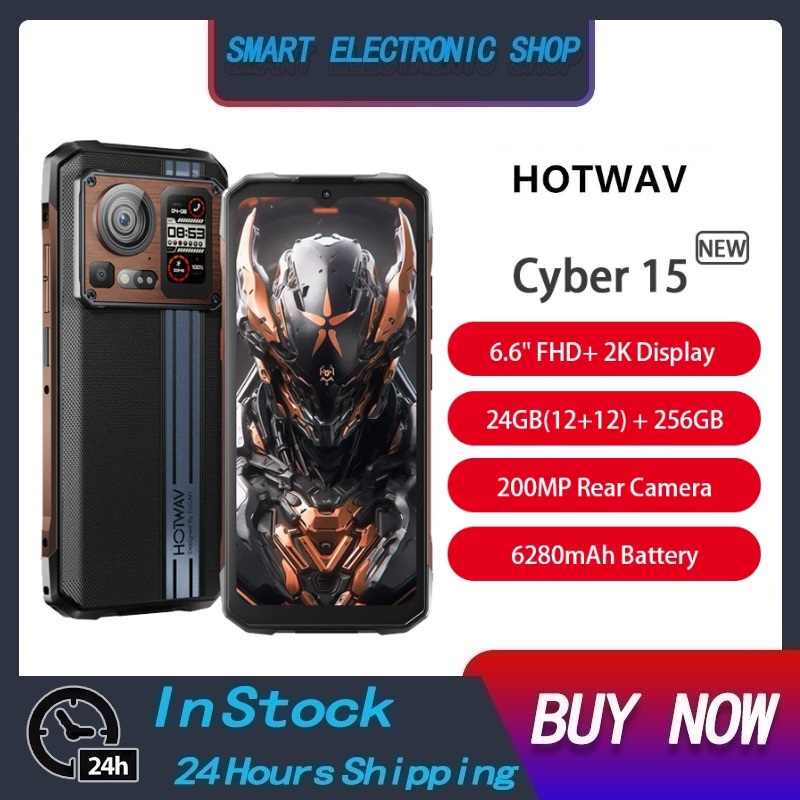 HOTWAV Cyber ​​15 สมาร์ทโฟนที่ทนทานโทรศัพท์ Android 6.6 นิ้ว 120Hz 24GB 256GB Ultra-thin โทรศัพท์มือถือ 200MP 6280mAh โทรศัพท์มือถือ NFC ราคา 8,300 บาท*ส่งฟรี