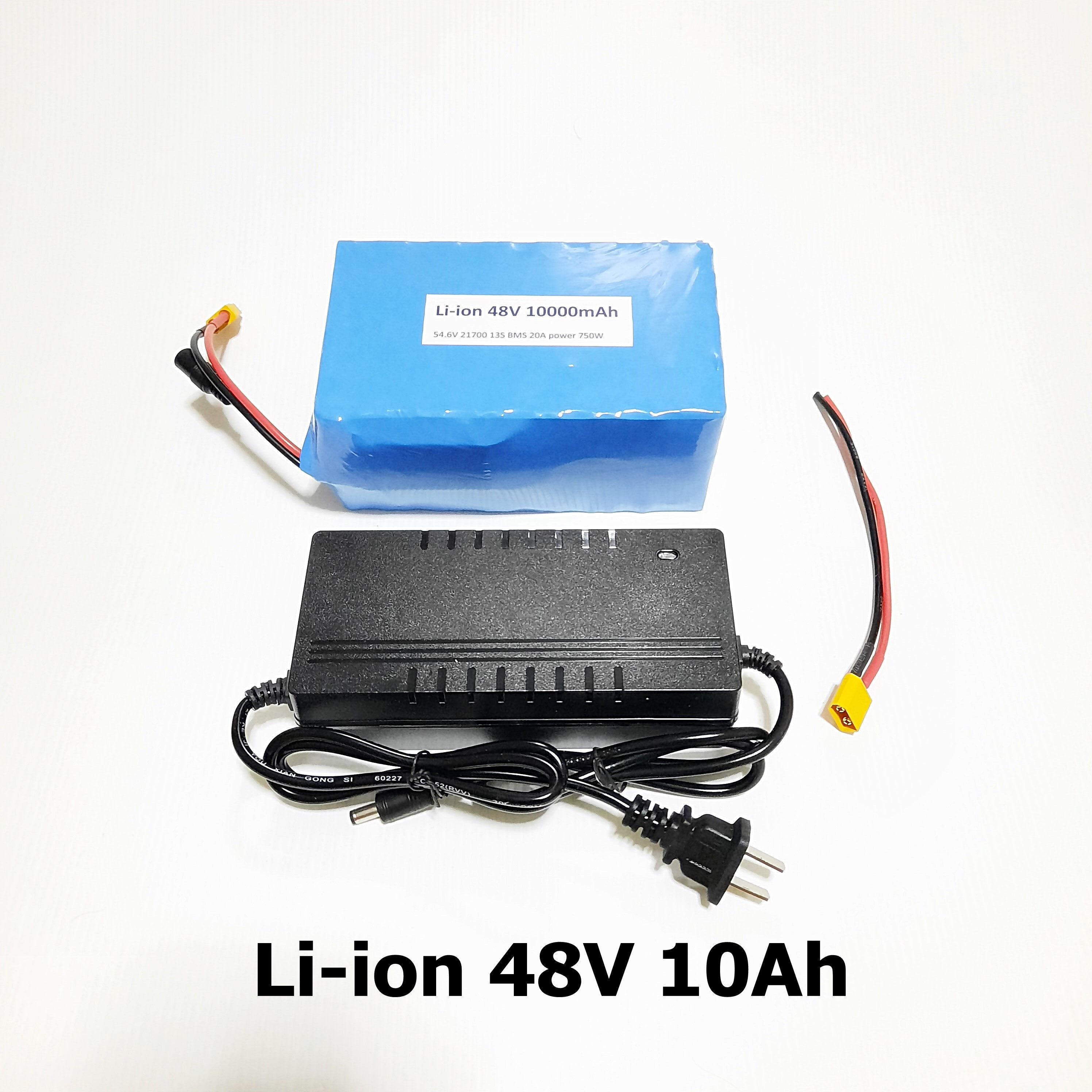 แบตเตอรี่ 48V Li-ion 10Ah กำลังขับมอเตอร์สูงสุด 750W พร้อมที่ชาร์จ จักรยานมอเตอร์ไฟฟ้า สกู๊ตเตอร์ไฟฟ