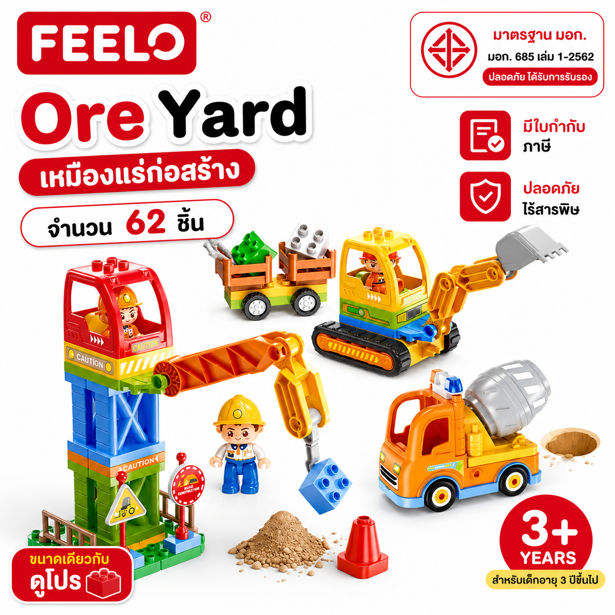 Feelo Engineer Series Building Toy, Ore Yard Model, 62 Pieces, Same Size as Pro. ราคา 1,039 บาท*ส่งฟรี