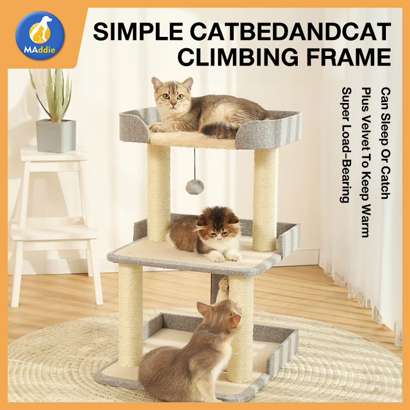 MADDIE คอนโดแมว3ชั้น ที่ลับเล็บแมว บ้านแมว เสาลับเล็บแมว สูง70cm HHMPS0024 ราคา 2,459 บาท*ส่งฟรี