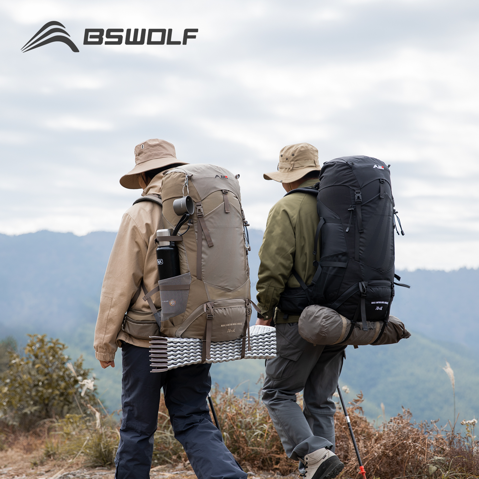 Bswolf 75L Camping Backpack Travel Sport Bag with Rain Cover Climbing Mountain Hiking Outdoor Backpacking Hiking Bag