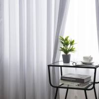 AnneyOneDecor Grey Geometry Sheer Curtain Nordic Style Tulle Curtain for Living Room Semi-Opaque Window Drape Good Draping Effect Curtain