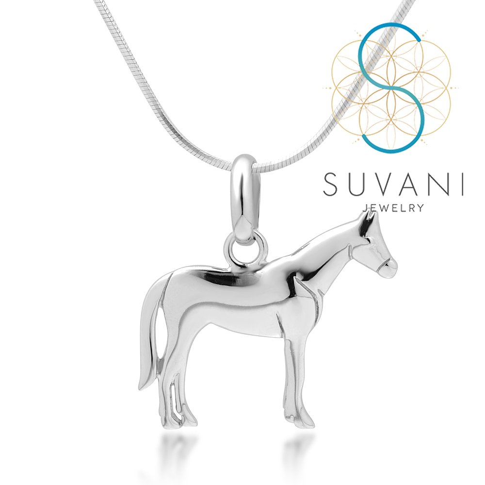 SUVANI Sterling Silver Horse Pony Charm Equestrian Cowgirl Pendant Necklace, 18 inch Snake Chain ราคา 590 บาท*ส่งฟรี
