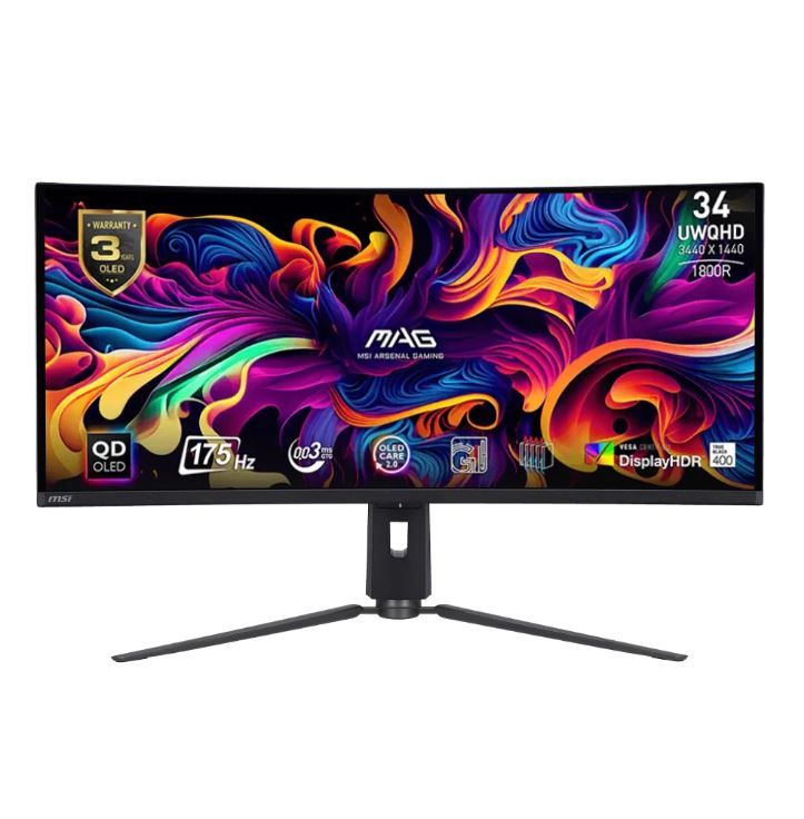 MONITOR (จอมอนิเตอร์) MSI MAG 341CQP QD-OLED - 34" QD-OLED 2K 175Hz CURVED KVM USB-C ADAPTIVE SYNC ราคา 42,420 บาท*ส่งฟรี