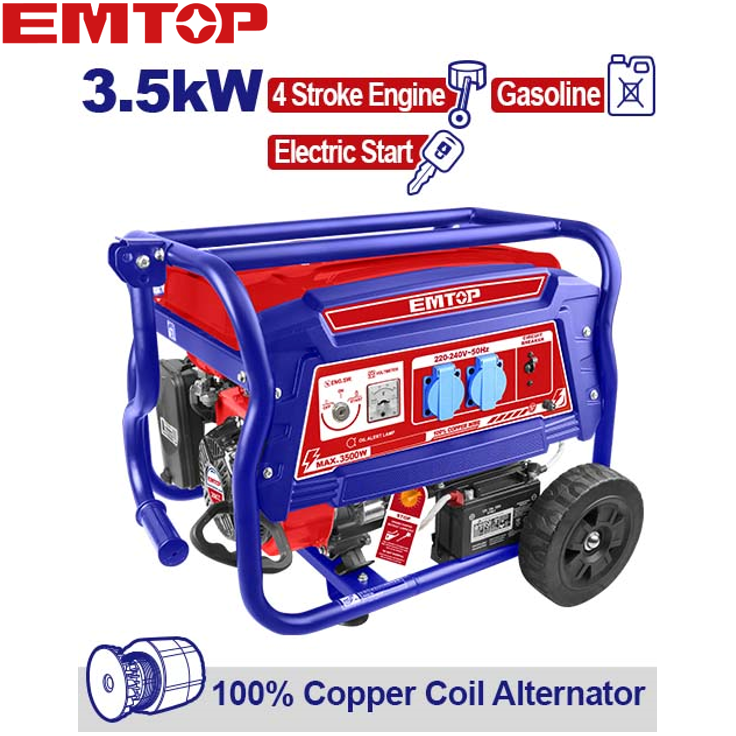 EMTOP เครื่องปั่นไฟฟ้าเบนซิน เครื่องยนต์ 4 จังหวะ 3.5 กิโลวัตต์ รุ่น EGGRD3511 ( Gasoline generator ) ราคา 15,500 บาท*ส่งฟรี