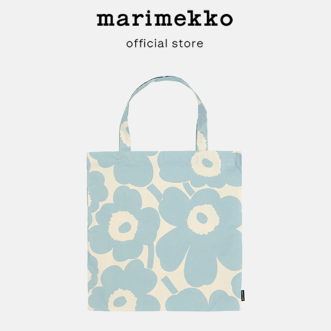 💙Singapore imported🤍Marimekko blue floral fabric bag large blue floral fabric bag white background large capacity 44x43 ราคา 1,439 บาท*ส่งฟรี