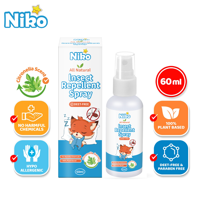 Niko สเปรย์ไล่ยุง สเปรย์ไล่แมลง สารสกัดจากธรรม กันยุงสำหรับเด็ก กันยุงเด็ก ออร์แกนิคธรรมชาติ ปลอดภัยไร้สารเคมี ราคา 54 บาท*ส่งฟรี