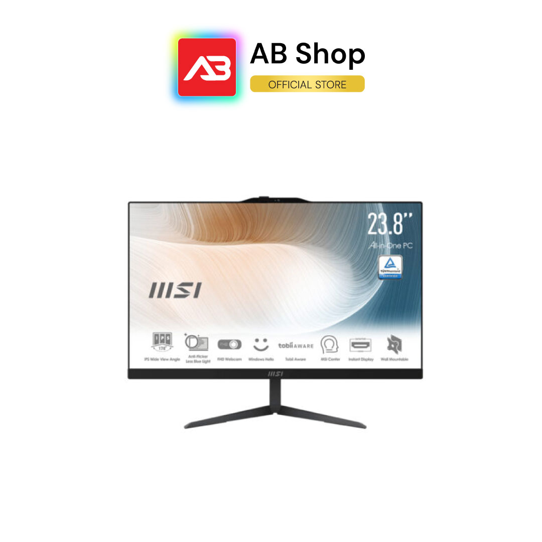MSI คอมตั้งโต๊ะ All in one จอ 23.8″ i3-1215U 8GB 256GB DOS (Black)(Modern AM242 12M-1004XTH) ราคา 14,870 บาท*ส่งฟรี