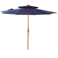 Outdoor Patio Umbrella 9FT 2.7M Heavy Duty Double Layer Windproof Garden Sunshade Umbrella Waterproof UV Protection with Crank Tilt 8 Ribs for Yard Cafe Pool [KIMDELIN]