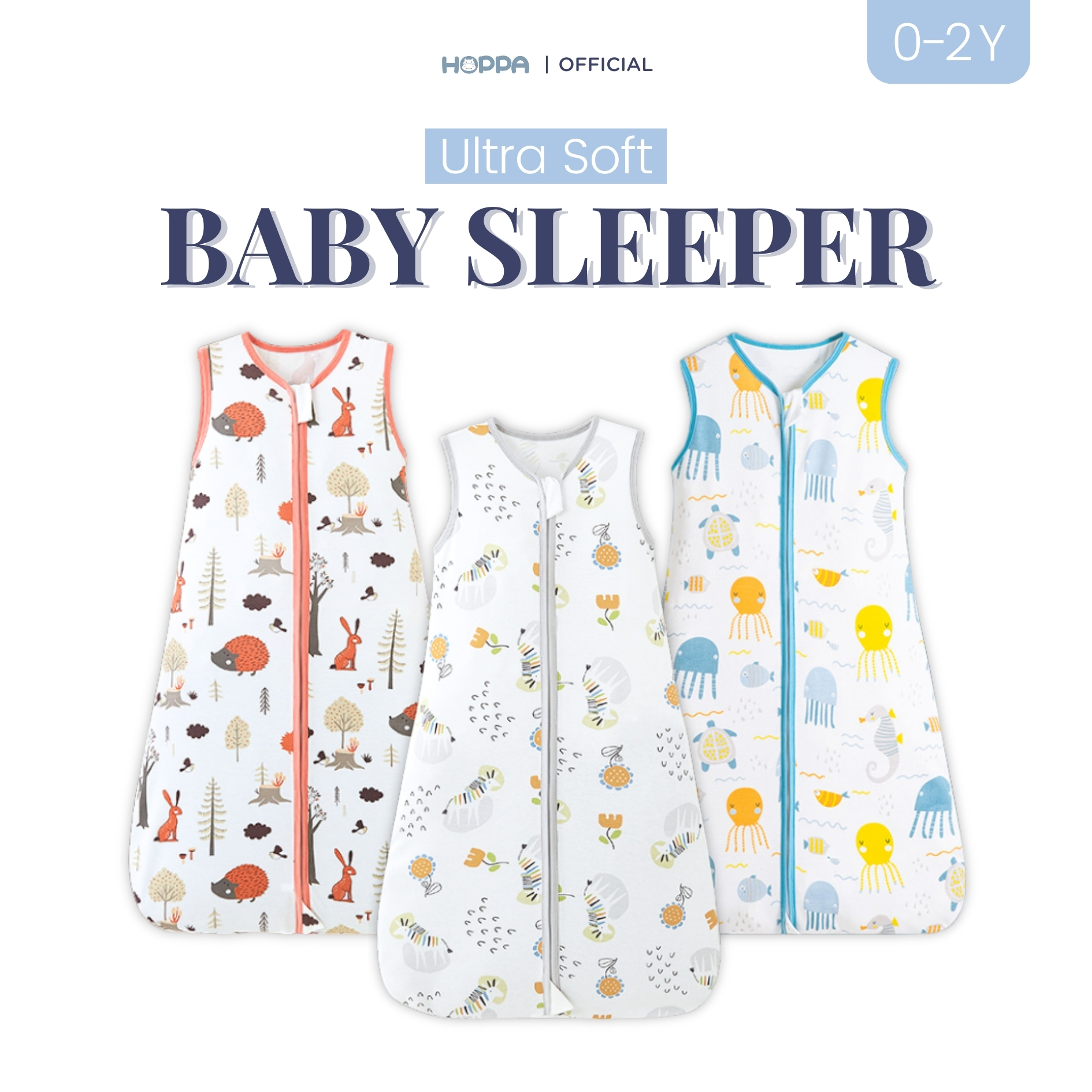 Hoppa ultra soft baby sleeper sleeping bag 100% cotton soft touch wince for 0-2 years ราคา 299 บาท*ส่งฟรี