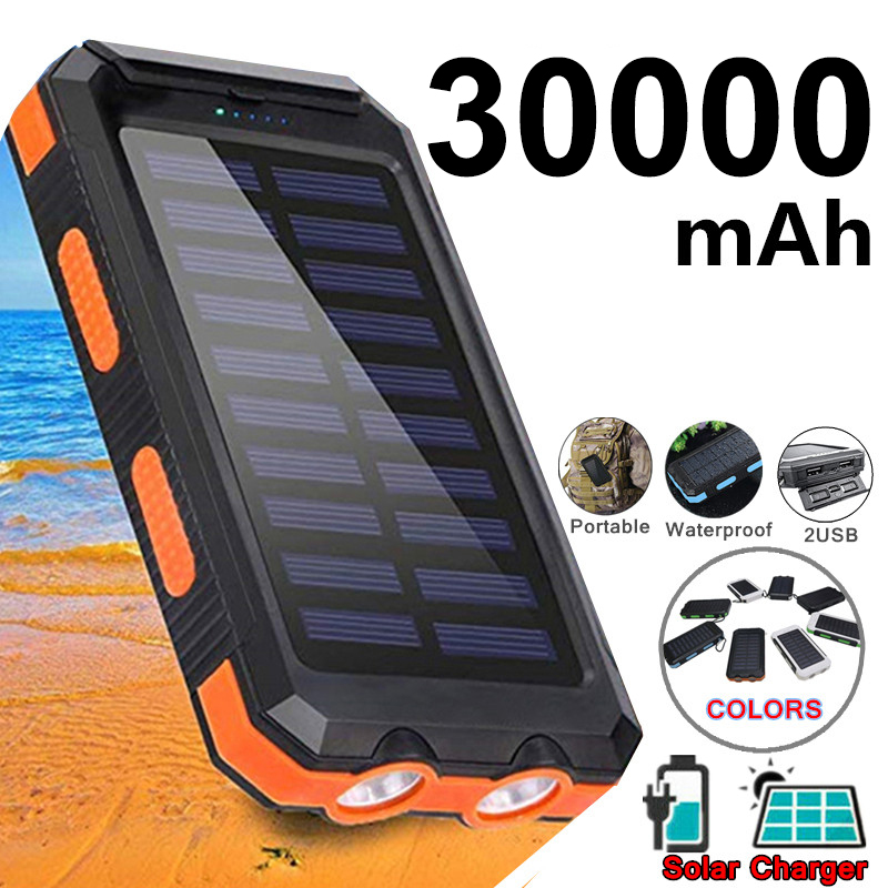 Krecoo® (5 years warranty) 30000 mAh power bank 100% genuine, solar power bank, spare battery, 2.1A fast charging