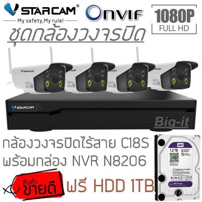 ชุดกล้องวงจรปิด VStarcam C18S 1080P Outdoor IP Camera กล้องวงจรปิดไร้สาย ภายนอก 2.0ล้านพิกเซล