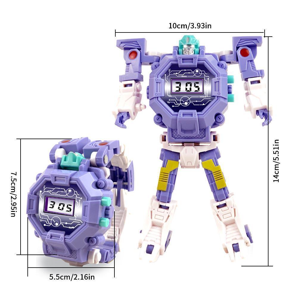 ข้อมูลเกี่ยวกับ นาฬิกาหุ่นยนต์ของเล่น 2 ใน 1 นาฬิกาหุ่นยนต์หุ่นยนต์แปลงร่าง SK-1114-1 ของเล่นสำหรับ 3,4, 5-10 ปีชายหญิงอิเล็กทรอนิกส์ของขวัญการเรียนรู้