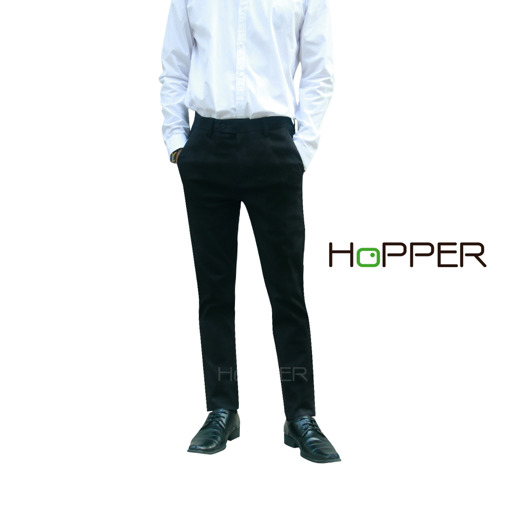 กางเกงสแลคขายาว Hopper Progress ผ้ายืดหนา กระบอกเล็ก เอวสูง