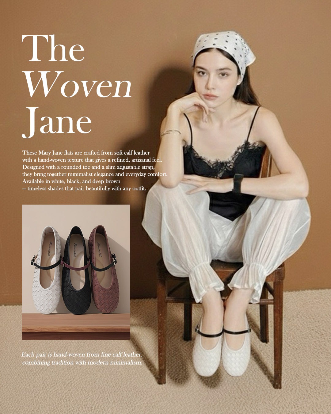 𝐌𝐈𝐍𝐈𝐌𝐀𝐋𝐈𝐒𝐓 Woven Jane Soft Calfskin Shoes ราคา 3,190 บาท*ส่งฟรี