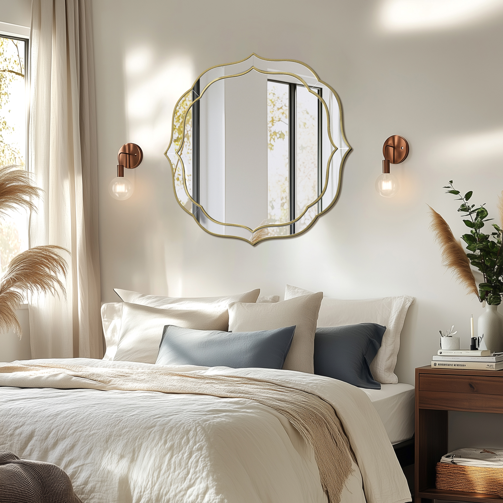 กระจกห้องน้ำ ติดผนัง กระจกติดผนัง กระจกห้องน้ำ ติดผนัง Silver Wall Mirror Modern Decorative Wall Mirror with Golden Rim Beveled Frame for European Style Bedroom, Hallway, Dining Room Accent Mirror ราคา 2,990 บาท*ส่งฟรี