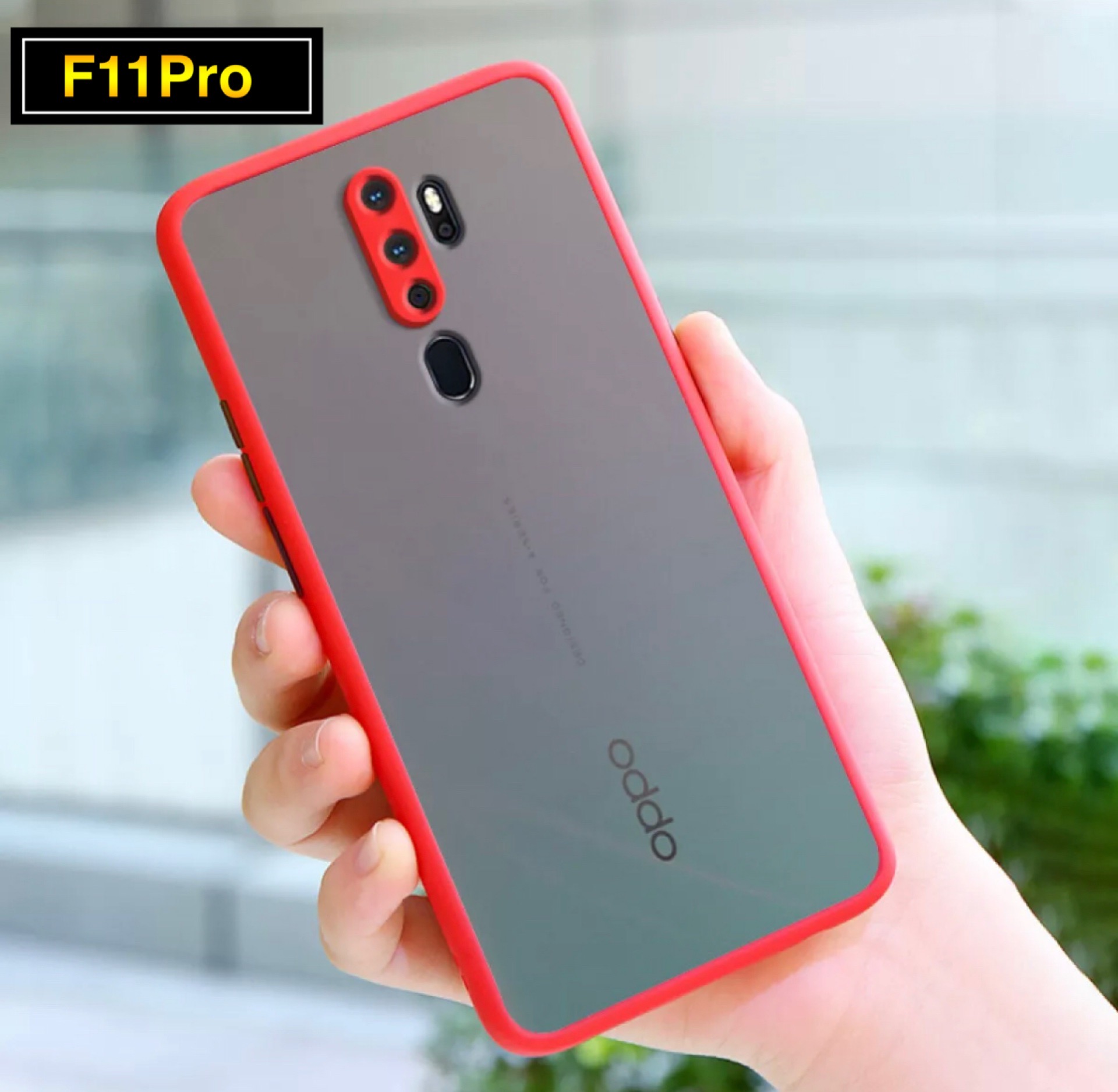 เคสกันกระแทก กันรอยกล้อง Case OPPO F11Pro เคสปุ่มสีผิวด้าน ขอบนิ่มหลังแข็ง