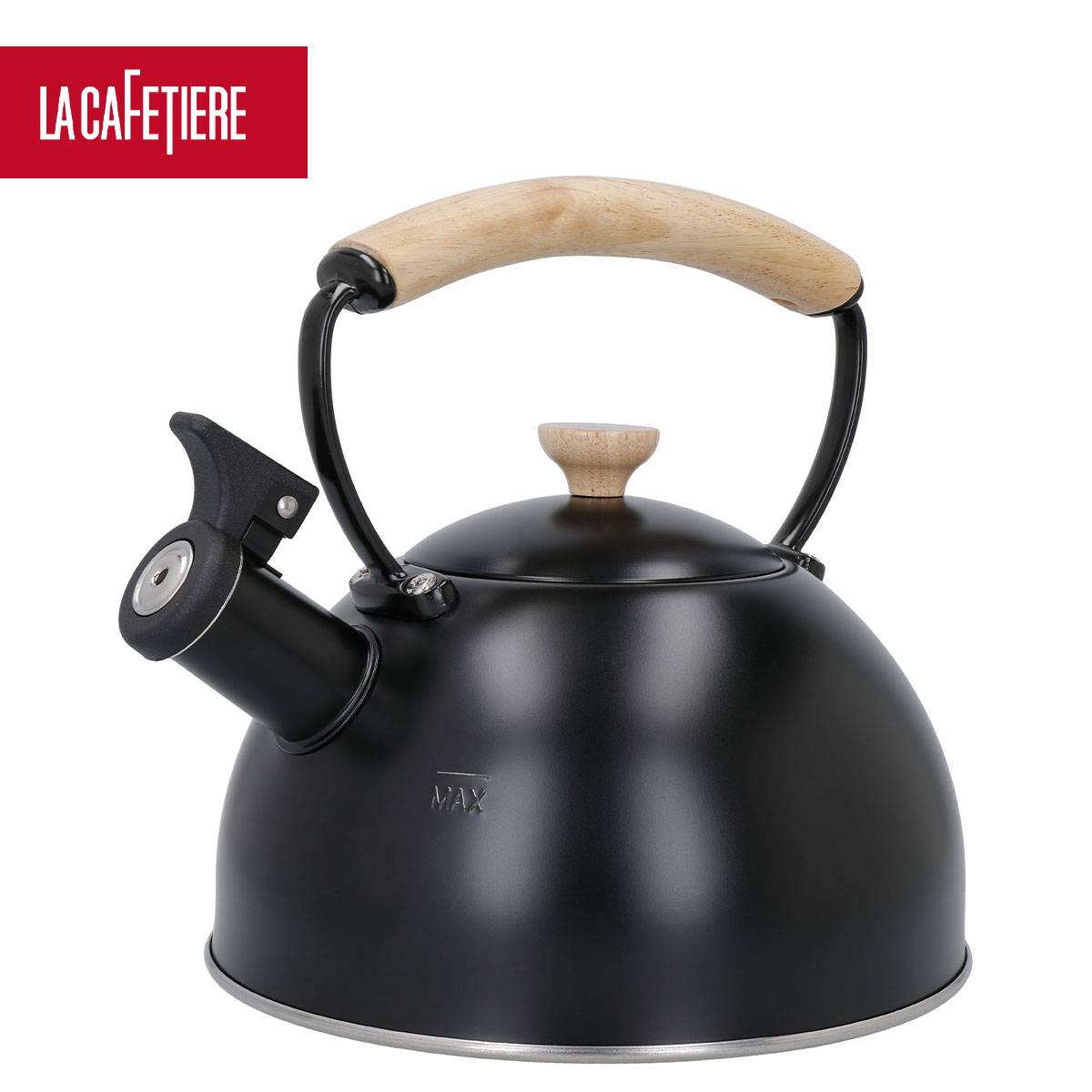 La Cafetiere Whistling Kettle with Wooden Handle, 1.6Liter - Black / Cream White Tea Kettle Teapot, Food Grade Stainless Steel Tea Pot with Wood Pattern Handle ราคา 1,800 บาท*ส่งฟรี