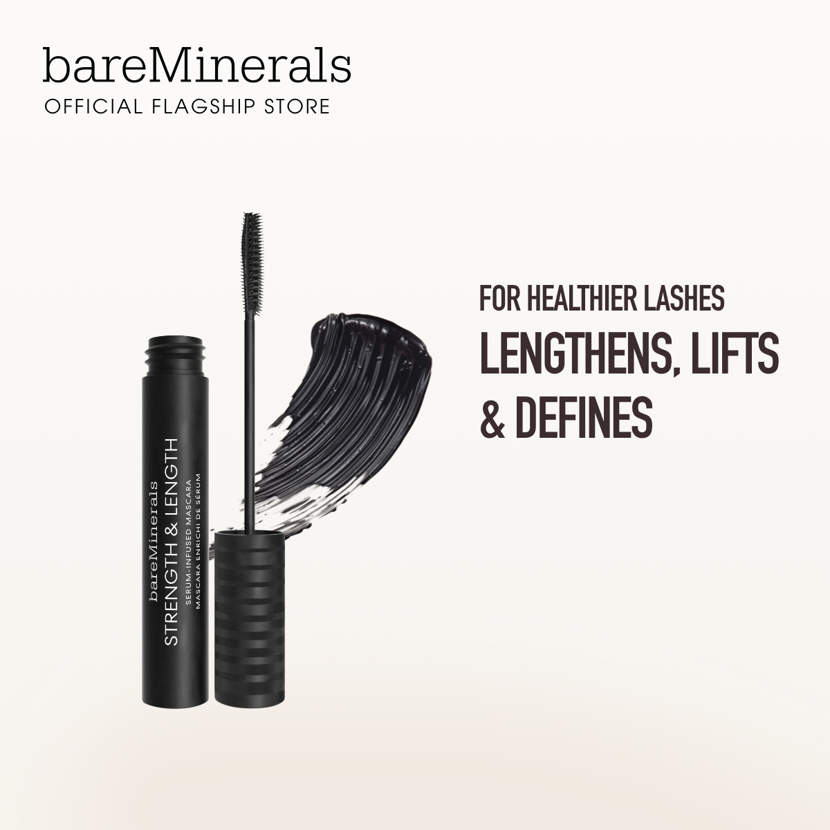 bareMinerals แบร์มิเนอรัลส์ STRENGTH & LENGTH SERUM-INFUSED MASCARA ราคา 990 บาท*ส่งฟรี