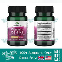 Swanson Vitamins D3 & K2 - 2000 IU & 75 mcg/60 Vegan Caps ❌exp.04/28