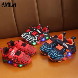 ภาพหน้าปกสินค้าAMILA รองเท้าผ้าใบสำหรับเด็ก,รองเท้ากีฬารองเท้าวิ่งมีไฟ LED กระพริบเดี่ยว ที่เกี่ยวข้อง