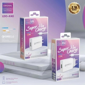 สินค้า [ลดเพิ่ม 15%]ชุดชาร์จQUICK CHARGE 3.0รุ่น LDO-K40 USB+สายชาร์จ3.0A