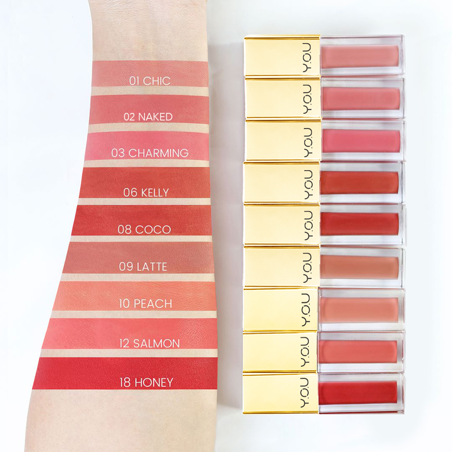 YOU Rouge Velvet Matte Lip Cream (9 สีขายดี) เนื้อเนียน บางเบา แห้งเร็ว มีสารสกัดจากนำ้มันมะพร้าวและวิตามิน E 3 YOU Rouge Velvet Matte Lip Cream (9 สีขายดี) เนื้อเนียน บางเบา แห้งเร็ว มีสารสกัดจากนำ้มันมะพร้าวและวิตามิน E b145fcc5c1fbce1a97b5dbb496f91a38