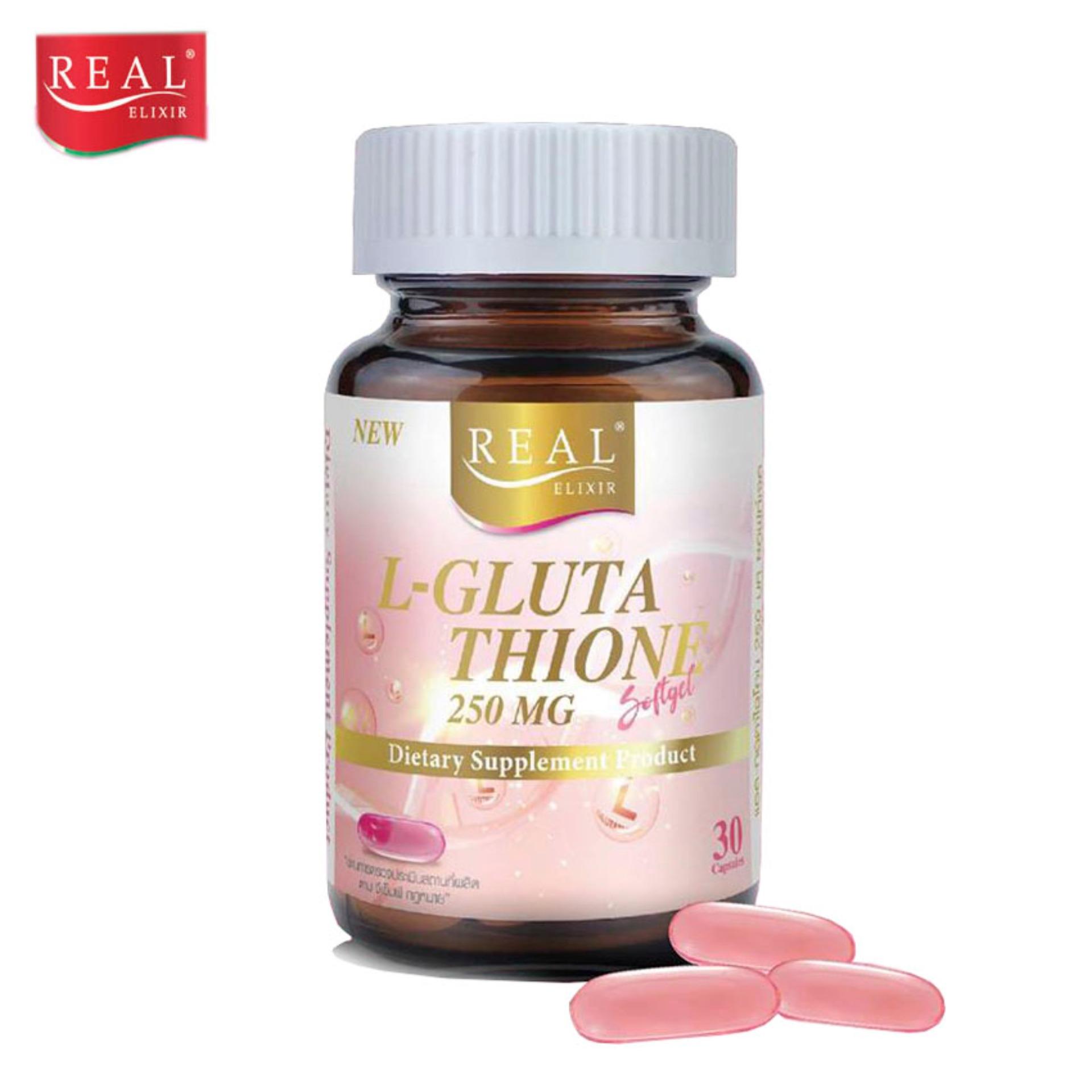 Real Elixir L-Glutathione 250mg (30 capsules) เรียล อิลิคเซอร์ แอล -กลูต้าไธโอน กลูต้าบำรุงผิวขาว