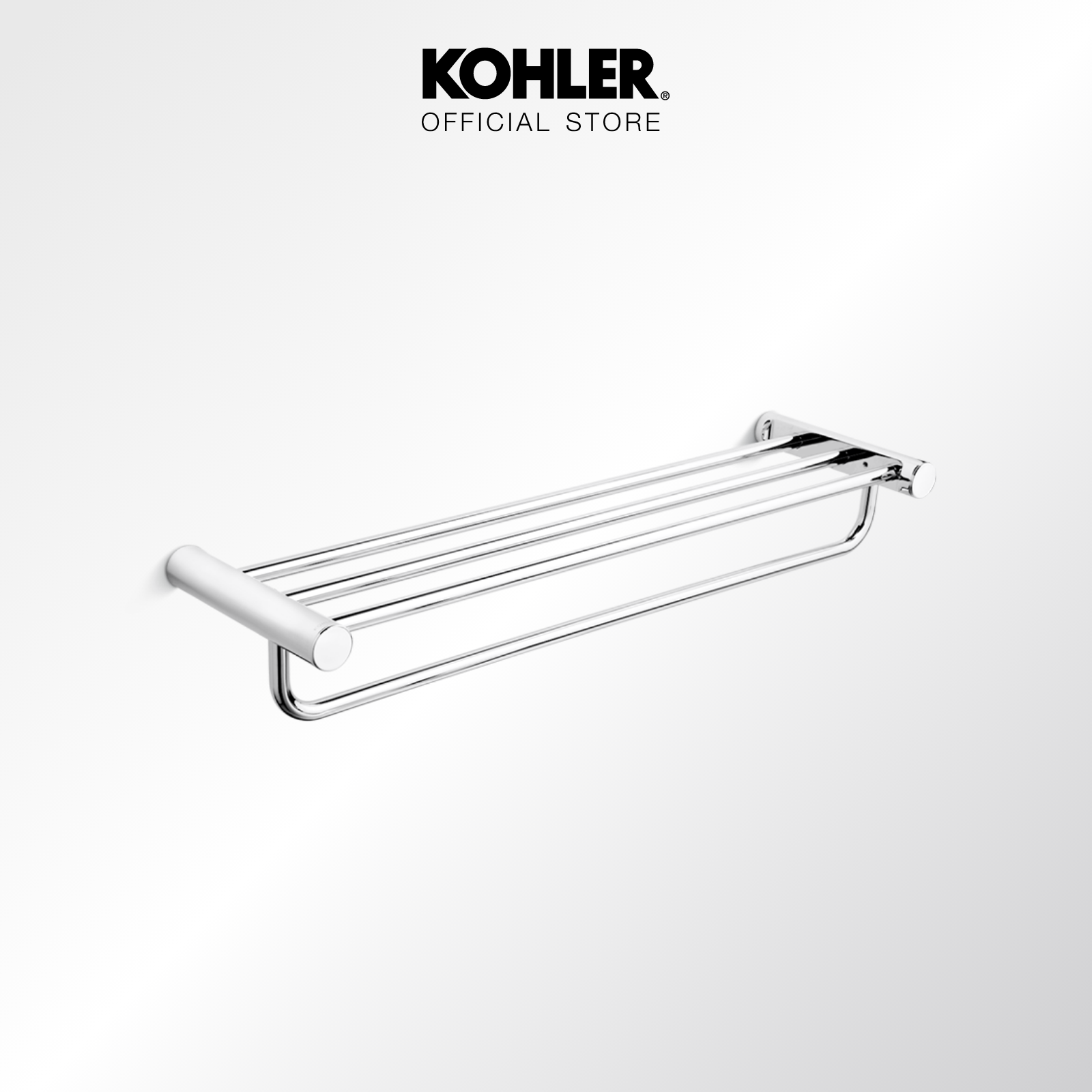 Kohler JULY 24 TOWEL SHELF โคห์เลอร์ ชั้นตระแกรงพร้อมราวแขวน ติดผนัง รุ่นจูลายน์ K-45400T-CP (ราวแขวนผ้า,ห้องน้ำ,ชั้นวางติดผนัง,ที่แขวนติดผนัง,ชั้นวางของในห้องน้ำ) ราคา 3,850 บาท*ส่งฟรี