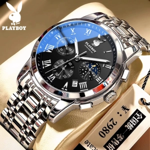 สินค้า 【PLAYBOY】นาฬิกาผู้ชาย 2023ใหม่ นาฬิกาลำลองผู้ชาย นาฬิกาผู้ชายกันน้ำ นาฬิกาทางการ นาฬิกาข้อมือ ผญ ายของแท้ นาฟึกาผู้ชาย watches for men