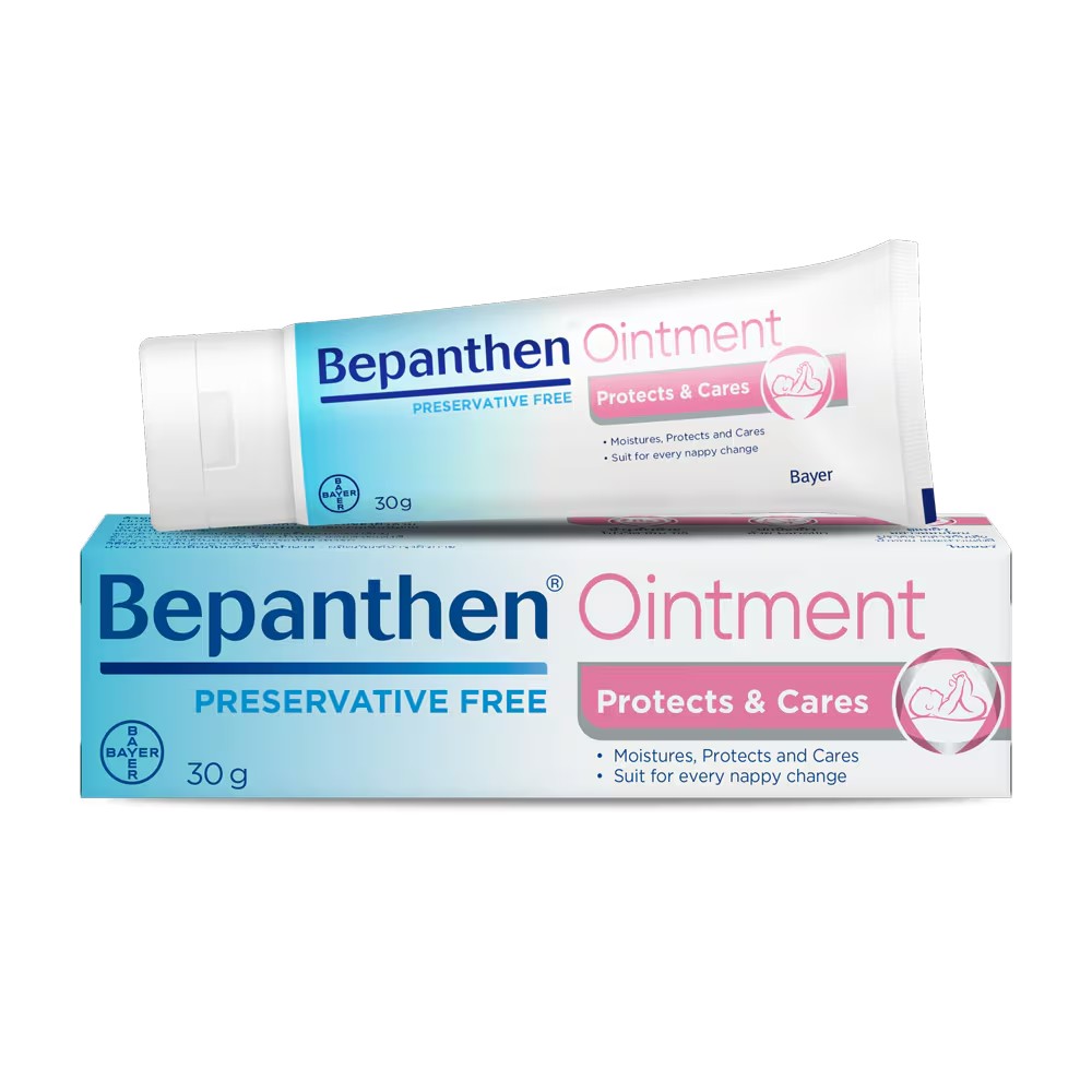 Bepanthen Ointment บีแพนเธน ออยเมนท์ ขนาด 30 กรัม [1 หลอด] ปกป้องดูแลผิวจากผื่นผ้าอ้อม.