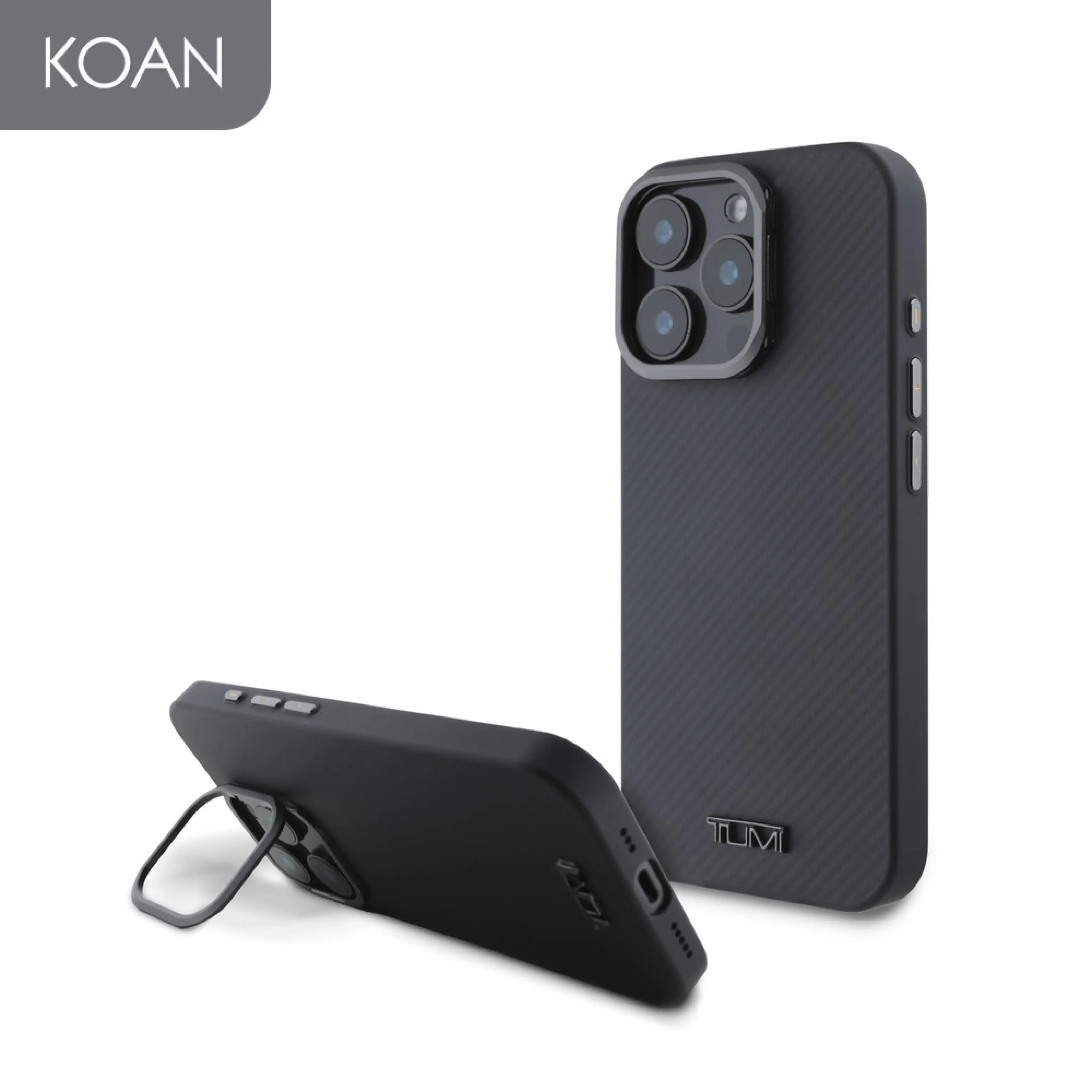 เคสมือถือ TUMI Ultra Slim Full Wrap Kevlar Case with Kickstand for iP 16 Pro Max - Black/Gun