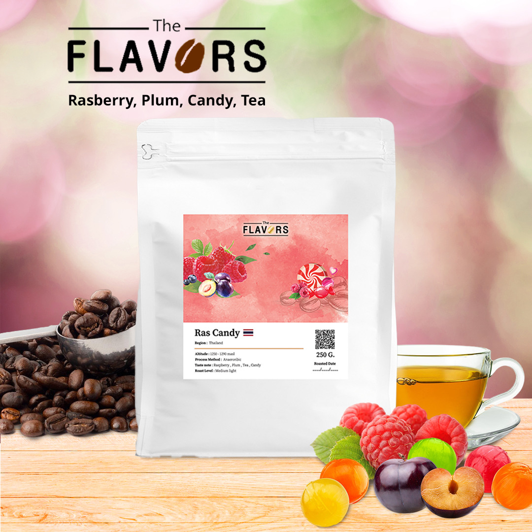 เมล็ดกาแฟคั่วกลางอ่อน ราสแคนดี้ 100, 250 ก. ราสเบอร์รี่ แคนดี้ ชา พลัม Specialty Coffee Beans ราคา 249 บาท*ส่งฟรี