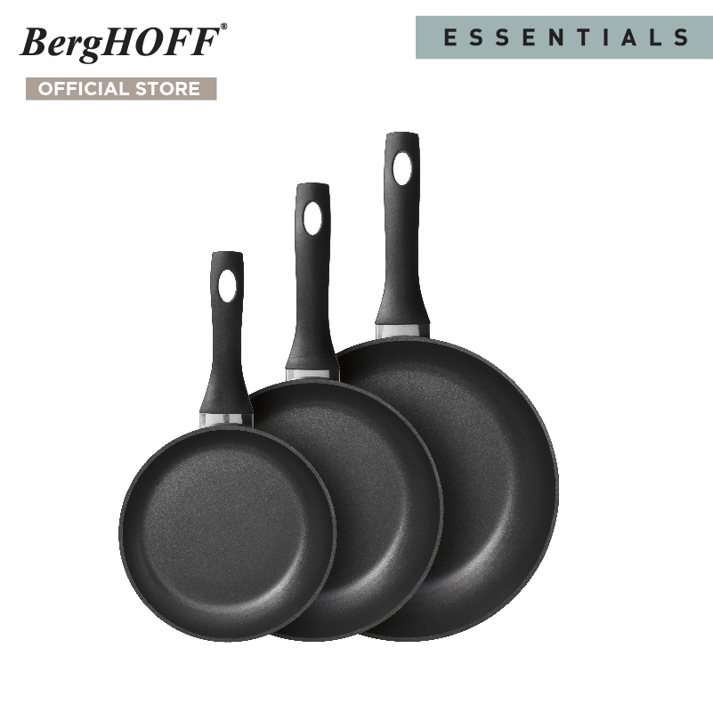 BergHOFF ชุดกระทะอะลูมิเนียมเคลือบNon-stick 3 ชิ้น รุ่นEssential กระจายความร้อนดี สีดำ 1100097 ราคา 4,792 บาท*ส่งฟรี