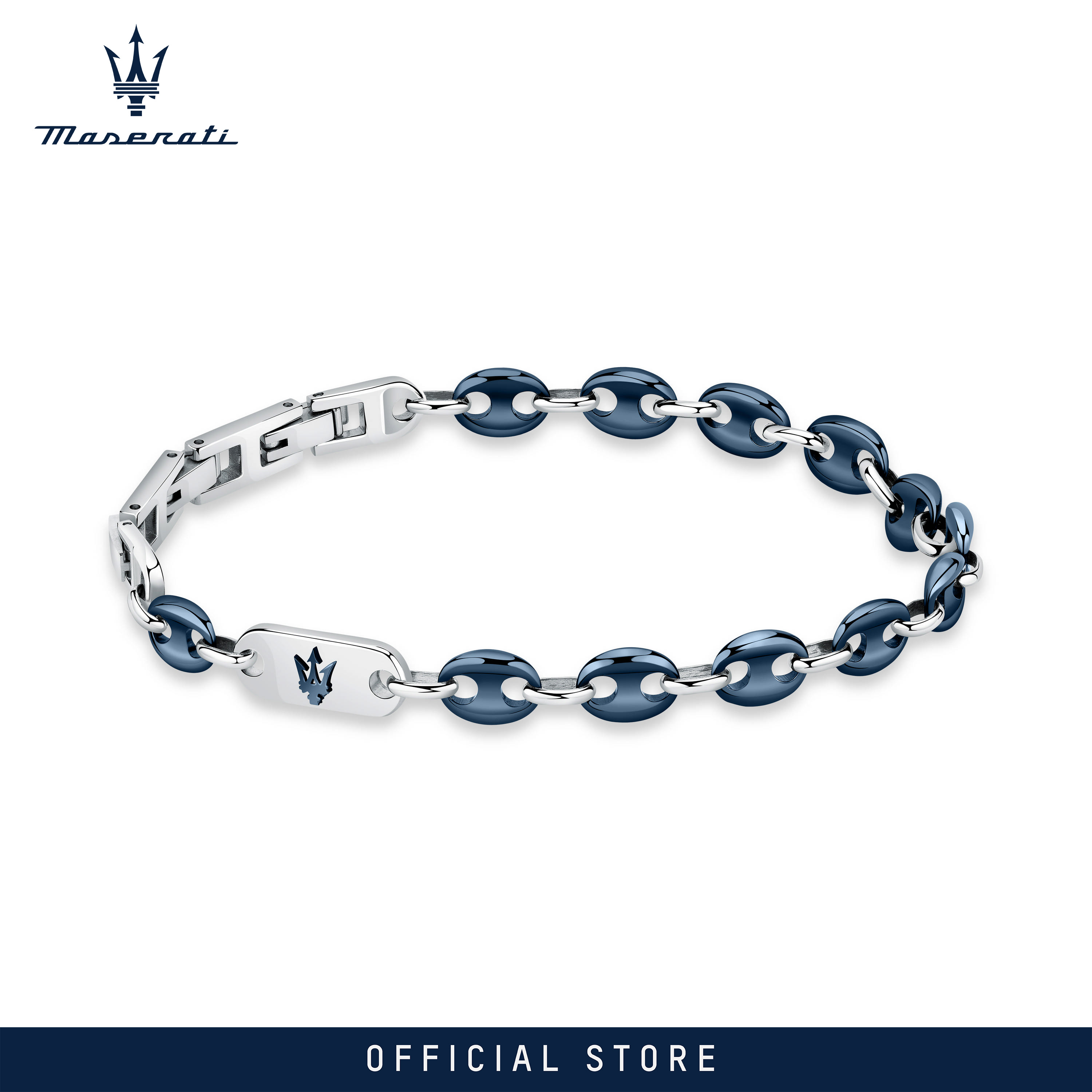 Maserati Jewels 220mm Men's กำไลข้อมือ, Stainless Steel, Blue Ceramic JM422ATZ18 (Adjustable) ราคา 4,452 บาท*ส่งฟรี