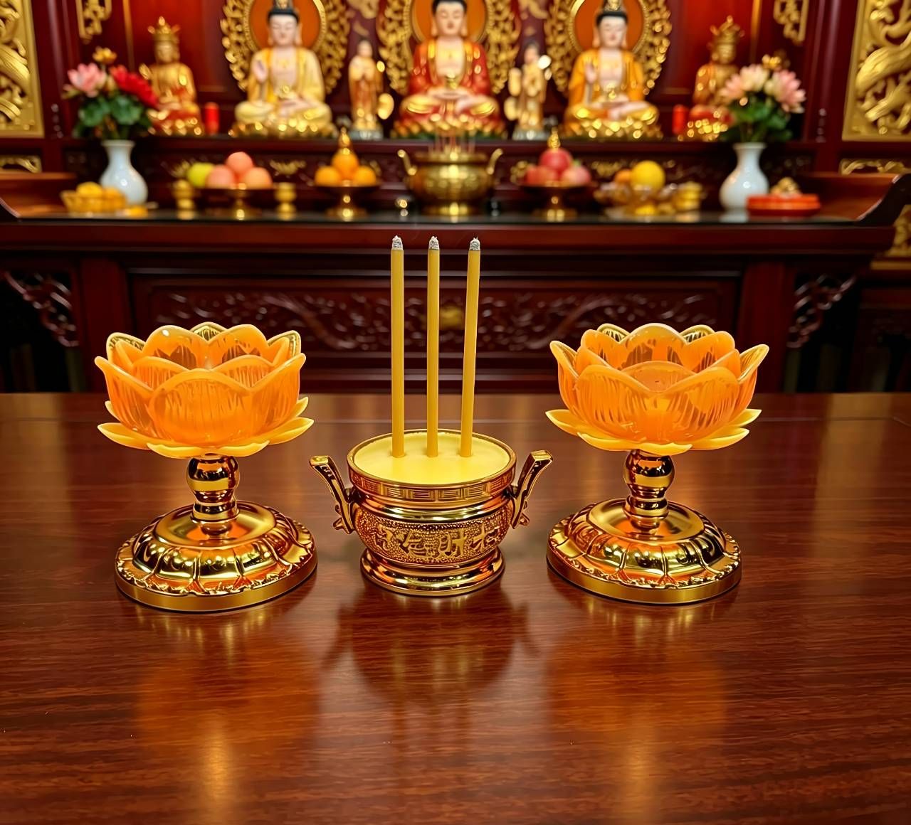 Whole Set: Small Round Candles, Round Candles, Lotus Candles + 3 Incense Sticks, 14 Cm. No.2826,2953,3528+3414 Lz ราคา 118 บาท*ส่งฟรี