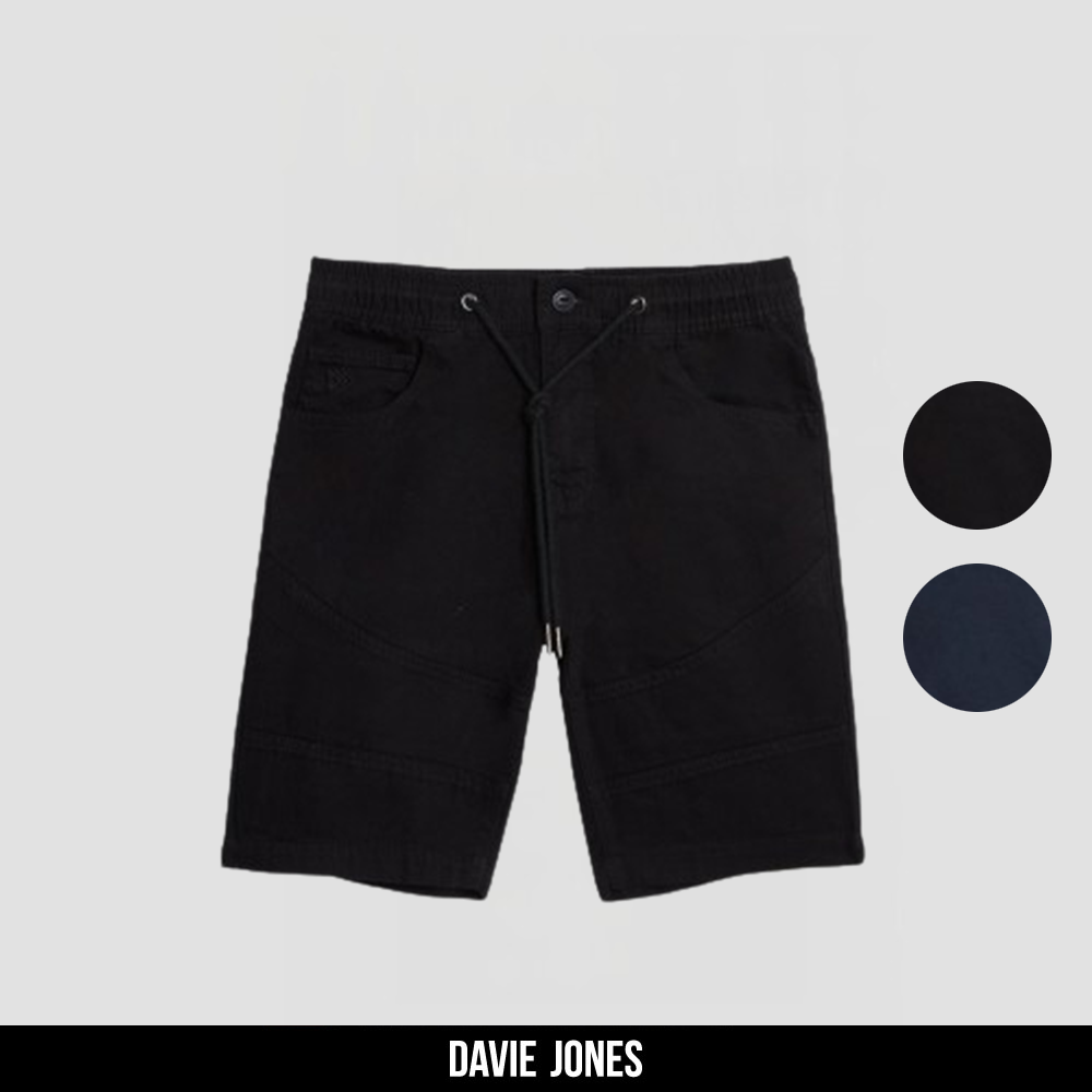 DAVIE JONES กางเกงขาสั้น ผู้ชาย เอวยางยืด สีดำ สีกรม PL0016 BK NV Elasticated Shorts in Black Navy ราคา 590 บาท*ส่งฟรี