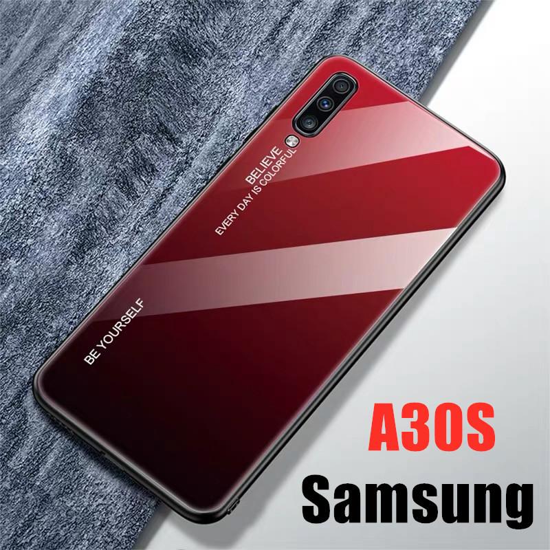 Case Samsung galaxy A30s เคสซัมซุง A30S เคสกระจก เคสเงาไล่สี ขอบนิ่ม กระจกสองสี เคสกันกระแทก เคส samsung galxy a30s สินค้าใหม่